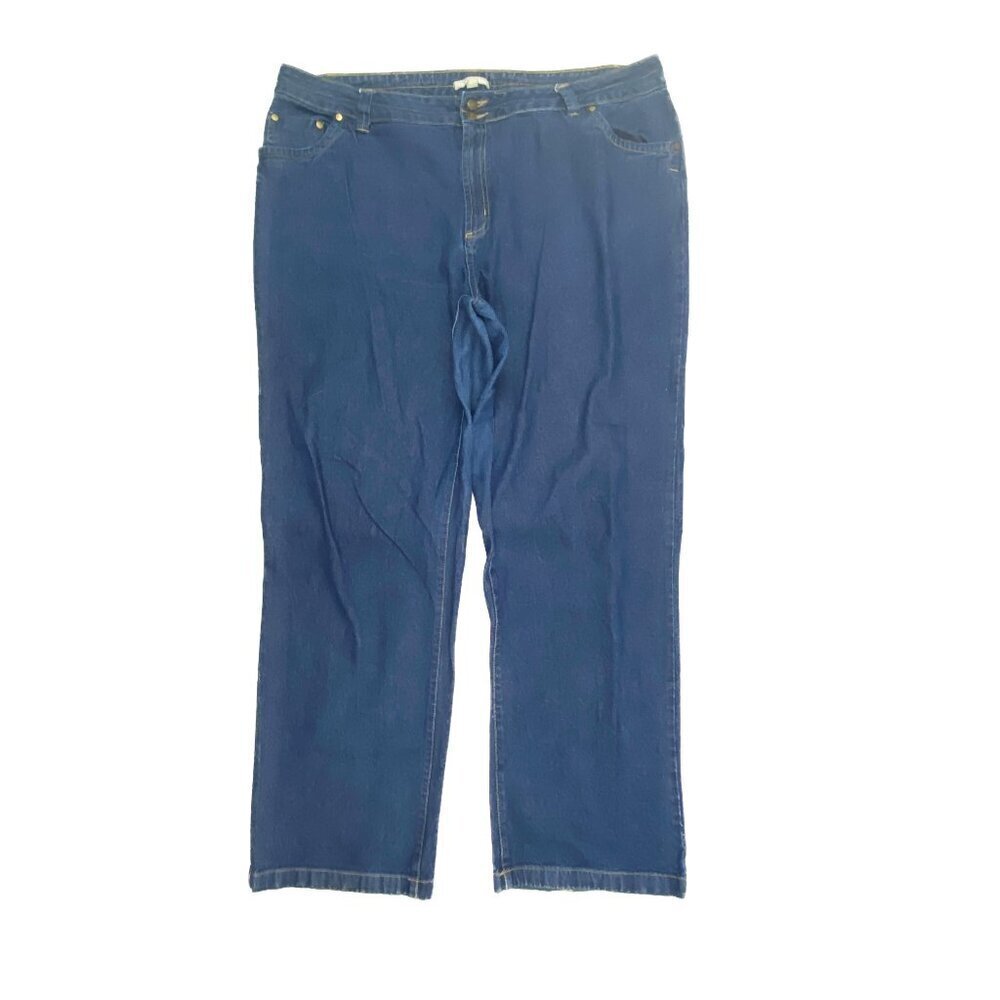 Woman Within Straight Leg Women's size 24W Tall Dark Wash Blue Denim‎ jeans